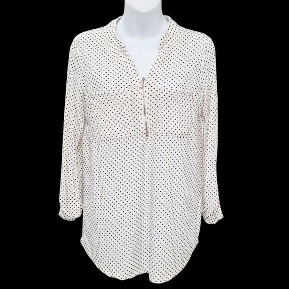 2/$20 Lily Morgan Black & White Dots Pattern Blouse Top Size: Small - Picture 1 of 9